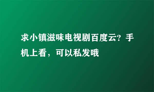 求小镇滋味电视剧百度云？手机上看，可以私发哦