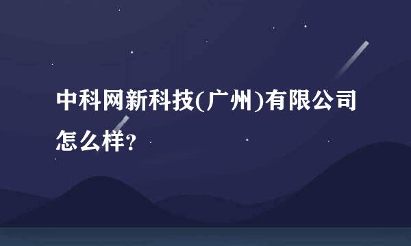 中科网新科技(广州)有限公司怎么样？