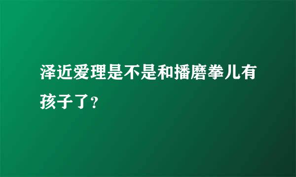 泽近爱理是不是和播磨拳儿有孩子了？