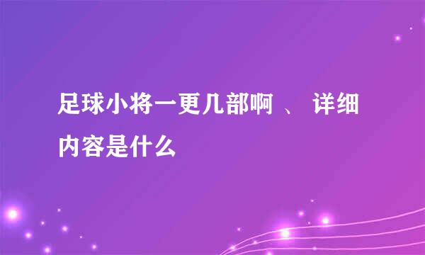 足球小将一更几部啊 、 详细内容是什么