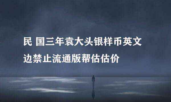 民 国三年袁大头银样币英文边禁止流通版帮估估价