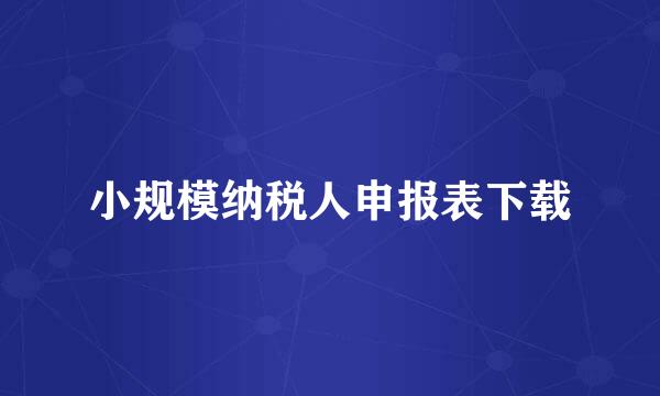 小规模纳税人申报表下载