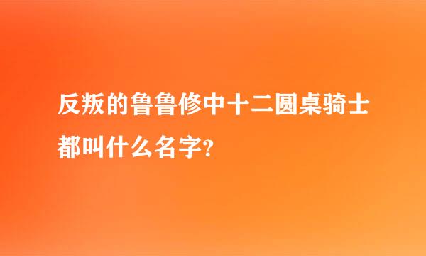 反叛的鲁鲁修中十二圆桌骑士都叫什么名字？