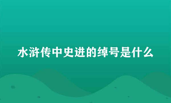 水浒传中史进的绰号是什么