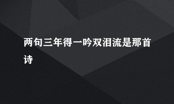 两句三年得一吟双泪流是那首诗