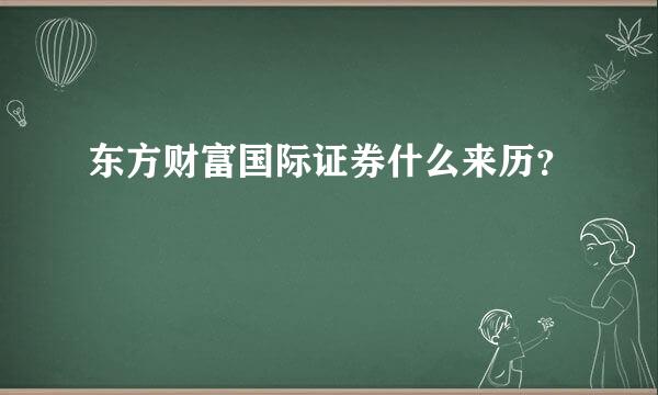 东方财富国际证券什么来历？