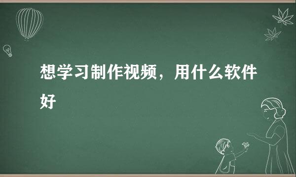 想学习制作视频，用什么软件好