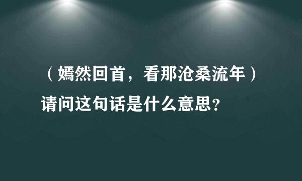 （嫣然回首，看那沧桑流年）请问这句话是什么意思？