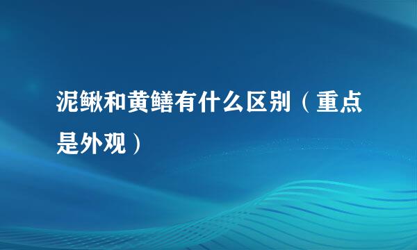 泥鳅和黄鳝有什么区别（重点是外观）