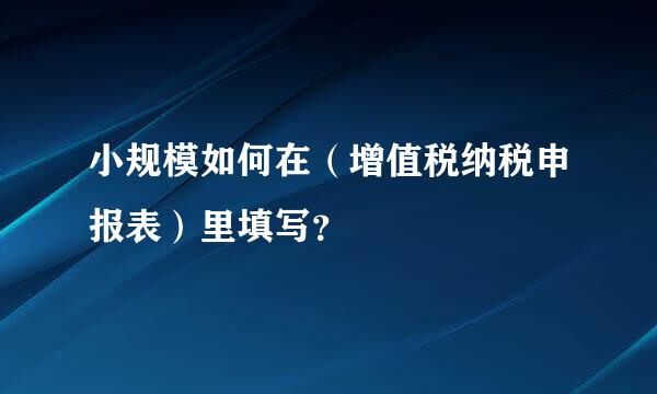 小规模如何在（增值税纳税申报表）里填写？