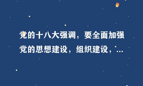 党的十八大强调，要全面加强党的思想建设，组织建设，作风建设反腐倡廉建设，制度建设，增强什么