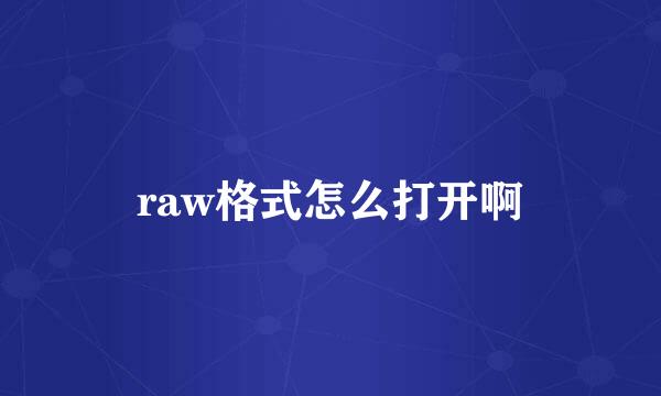 raw格式怎么打开啊