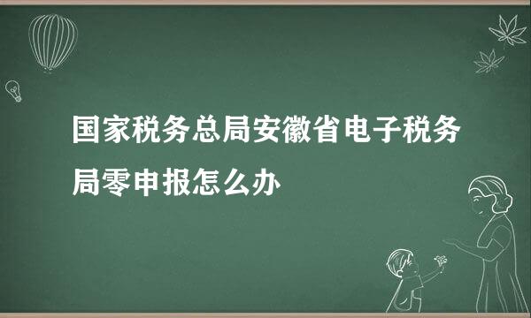 国家税务总局安徽省电子税务局零申报怎么办