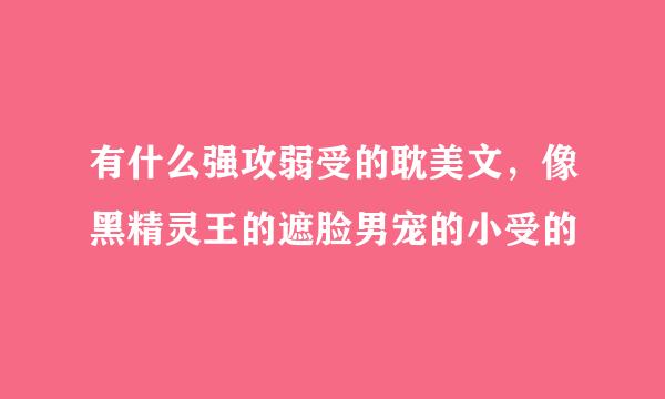 有什么强攻弱受的耽美文，像黑精灵王的遮脸男宠的小受的