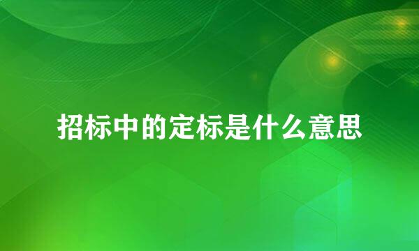 招标中的定标是什么意思