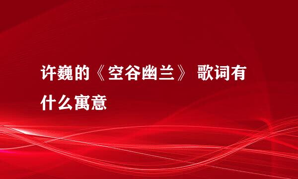 许巍的《空谷幽兰》 歌词有什么寓意