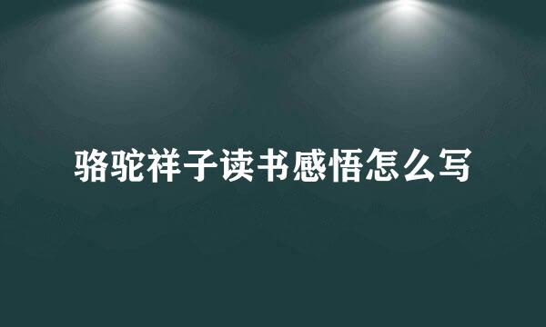 骆驼祥子读书感悟怎么写