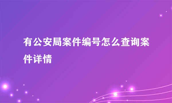 有公安局案件编号怎么查询案件详情