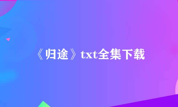 《归途》txt全集下载