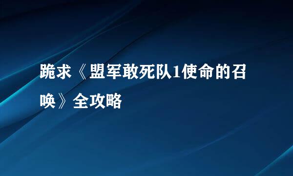 跪求《盟军敢死队1使命的召唤》全攻略