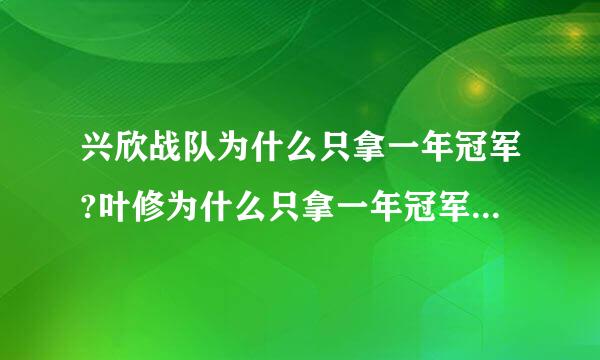 兴欣战队为什么只拿一年冠军?叶修为什么只拿一年冠军就退役了？