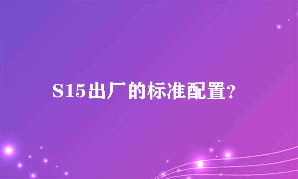 S15出厂的标准配置？