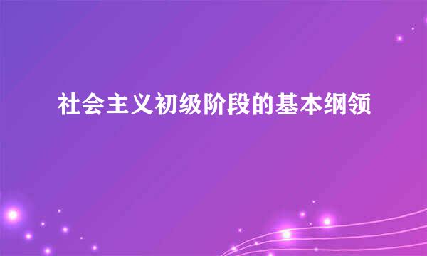 社会主义初级阶段的基本纲领