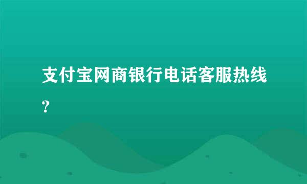 支付宝网商银行电话客服热线？