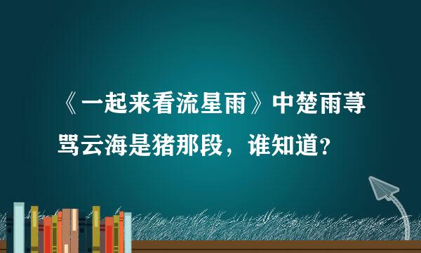 《一起来看流星雨》中楚雨荨骂云海是猪那段，谁知道？