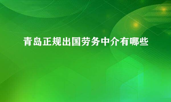 青岛正规出国劳务中介有哪些