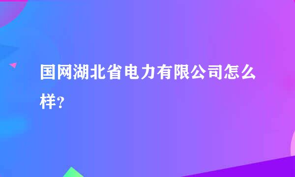 国网湖北省电力有限公司怎么样？