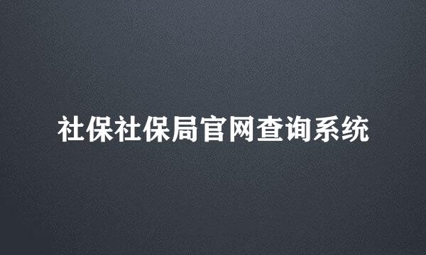 社保社保局官网查询系统