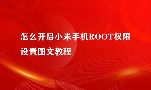 怎么开启小米手机ROOT权限设置图文教程