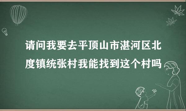 请问我要去平顶山市湛河区北度镇统张村我能找到这个村吗