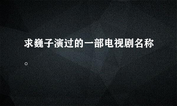 求巍子演过的一部电视剧名称。