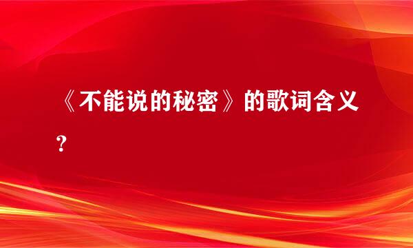 《不能说的秘密》的歌词含义？