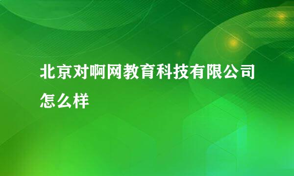 北京对啊网教育科技有限公司怎么样