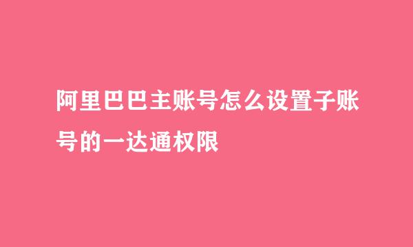 阿里巴巴主账号怎么设置子账号的一达通权限