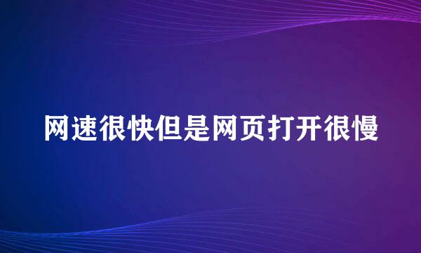 网速很快但是网页打开很慢