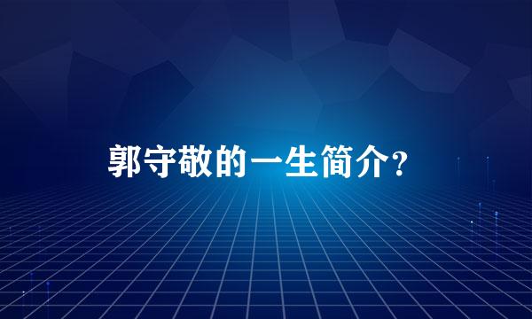 郭守敬的一生简介？