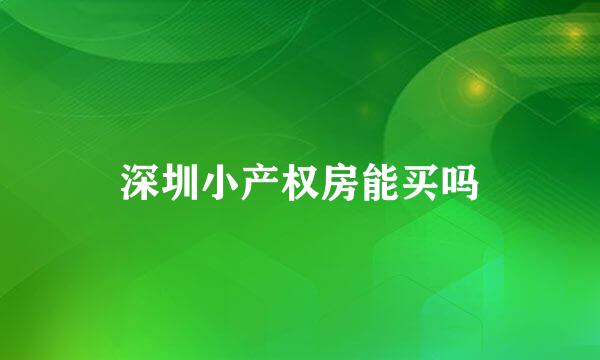 深圳小产权房能买吗