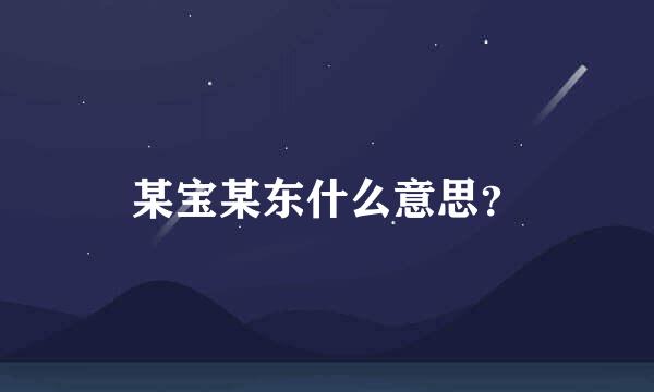 某宝某东什么意思？