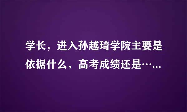 学长，进入孙越琦学院主要是依据什么，高考成绩还是… 申请的话到校是不是还有专门的考试啊 会不会很难进