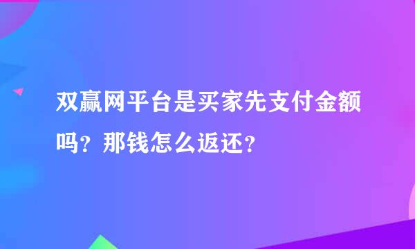 双赢网平台是买家先支付金额吗？那钱怎么返还？