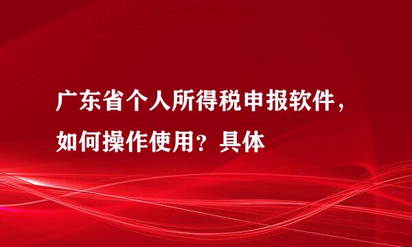 广东省个人所得税申报软件，如何操作使用？具体