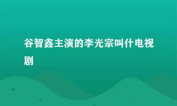 谷智鑫主演的李光宗叫什电视剧