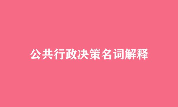 公共行政决策名词解释