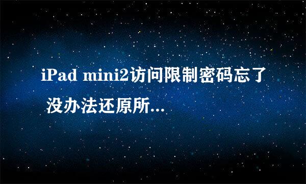 iPad mini2访问限制密码忘了 没办法还原所有设置得怎么整 pp助手一键刷机可以吗