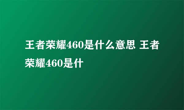 王者荣耀460是什么意思 王者荣耀460是什