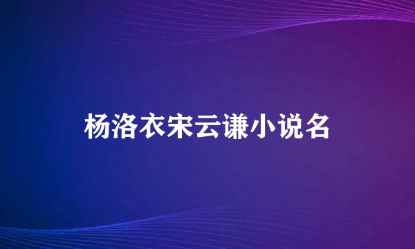 杨洛衣宋云谦小说名